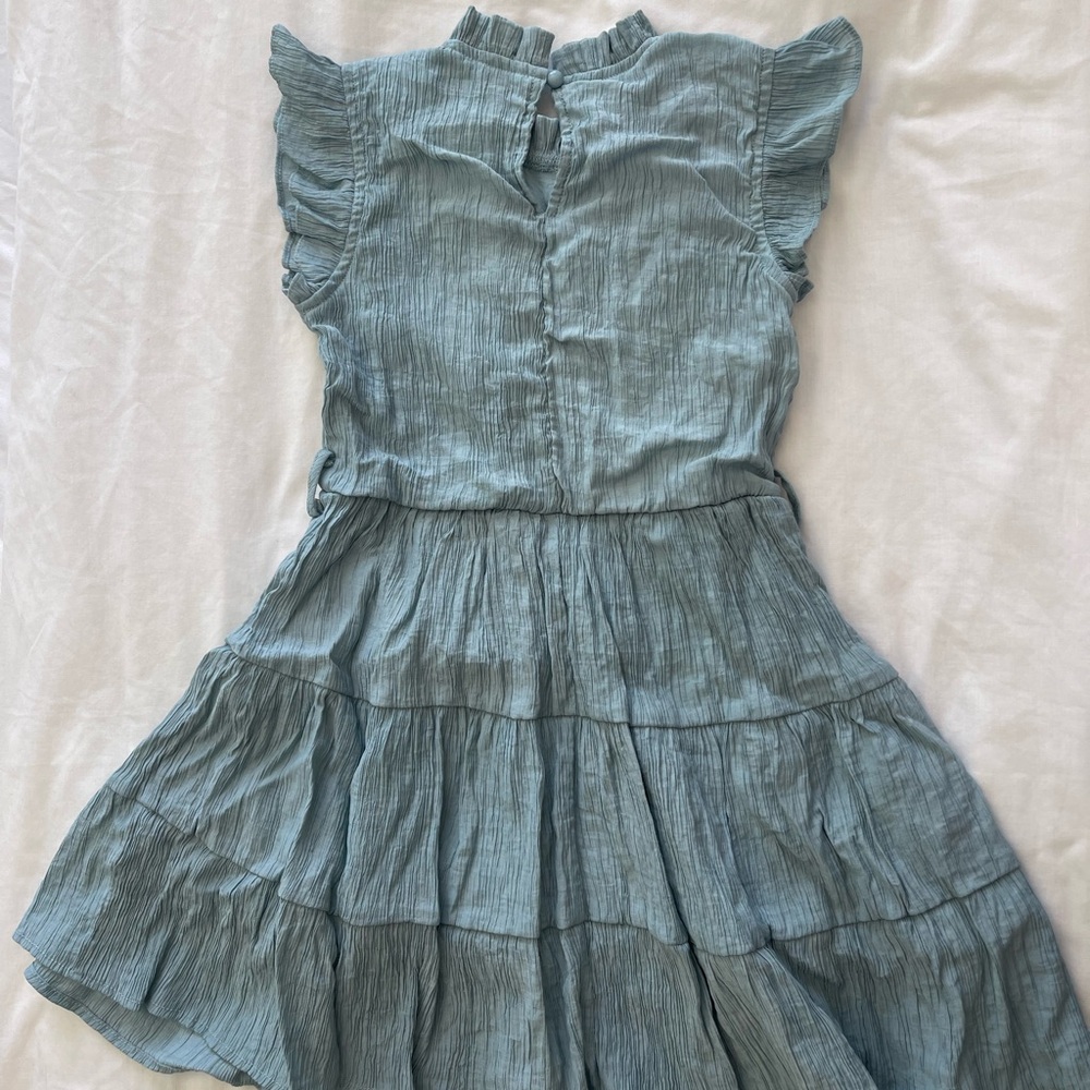 Chic Blue Ruffled Dress - Picture 3 of 5